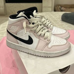 Pink and white Jordans